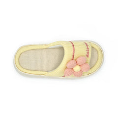 Z 24- Women’s Flower Knit Slide Slippers – Soft Yellow