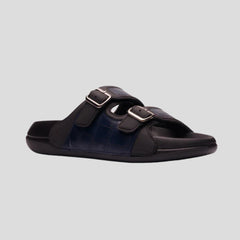 Z-045 | Men’s Dual Buckle Comfort Slide – Black & Navy