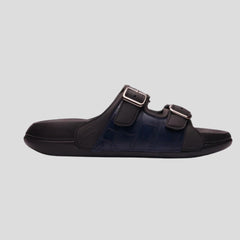 Z-045 | Men’s Dual Buckle Comfort Slide – Black & Navy