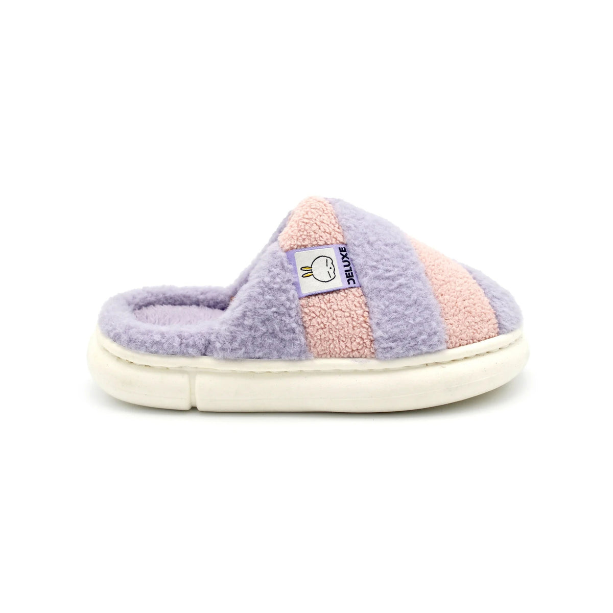 Z 22- Women’s Cozy Plush Stripe Slippers – Pink & Purple