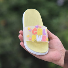 K 001- “GRL PWR” Kids Comfort Slippers – Soft & Fun Summer Slides