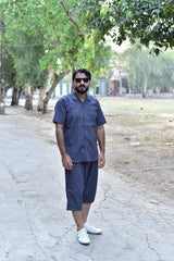 01- Men's Summer Co-Ord Set – Shirt & Shorts (Gray)