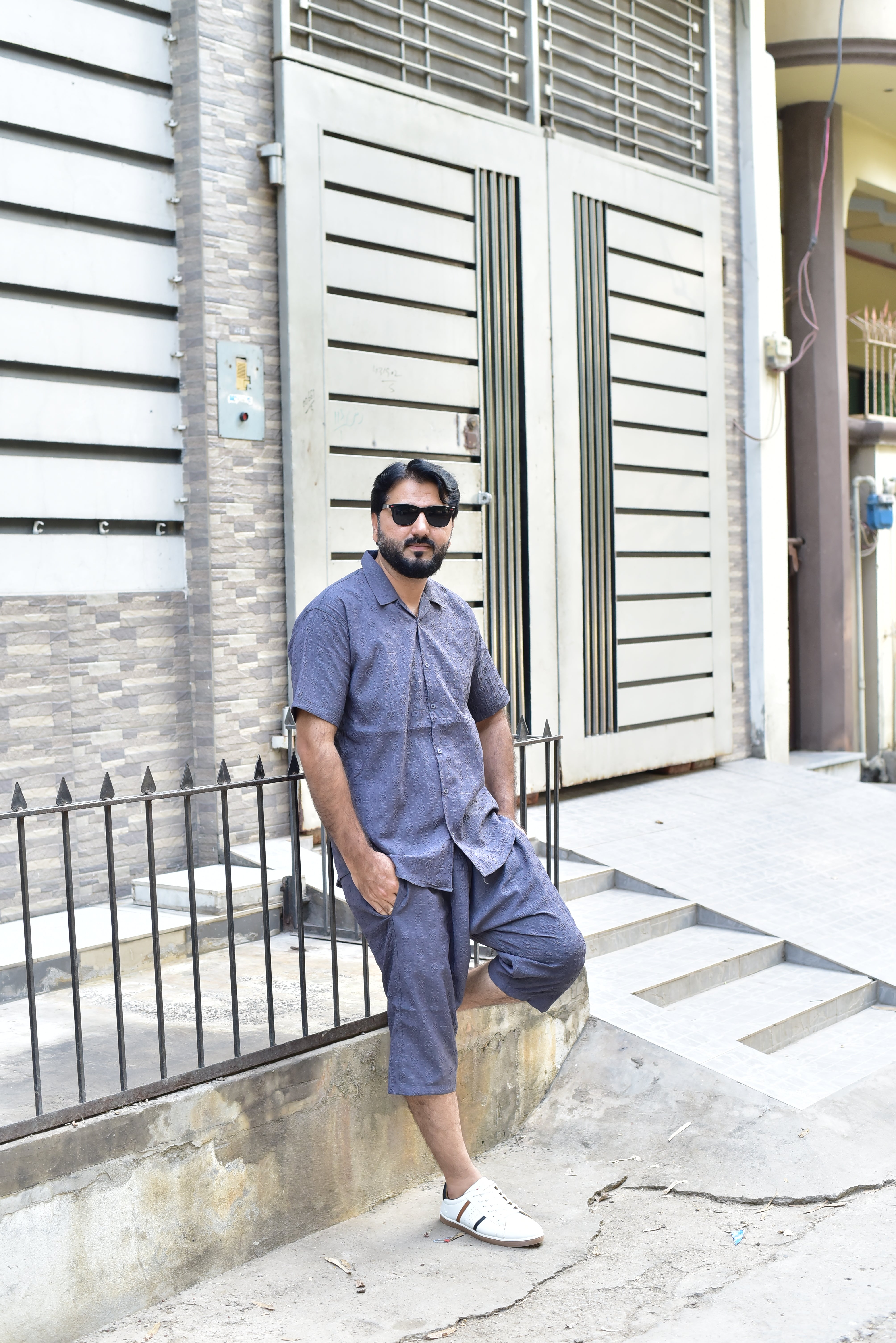 01- Men's Summer Co-Ord Set – Shirt & Shorts (Gray)