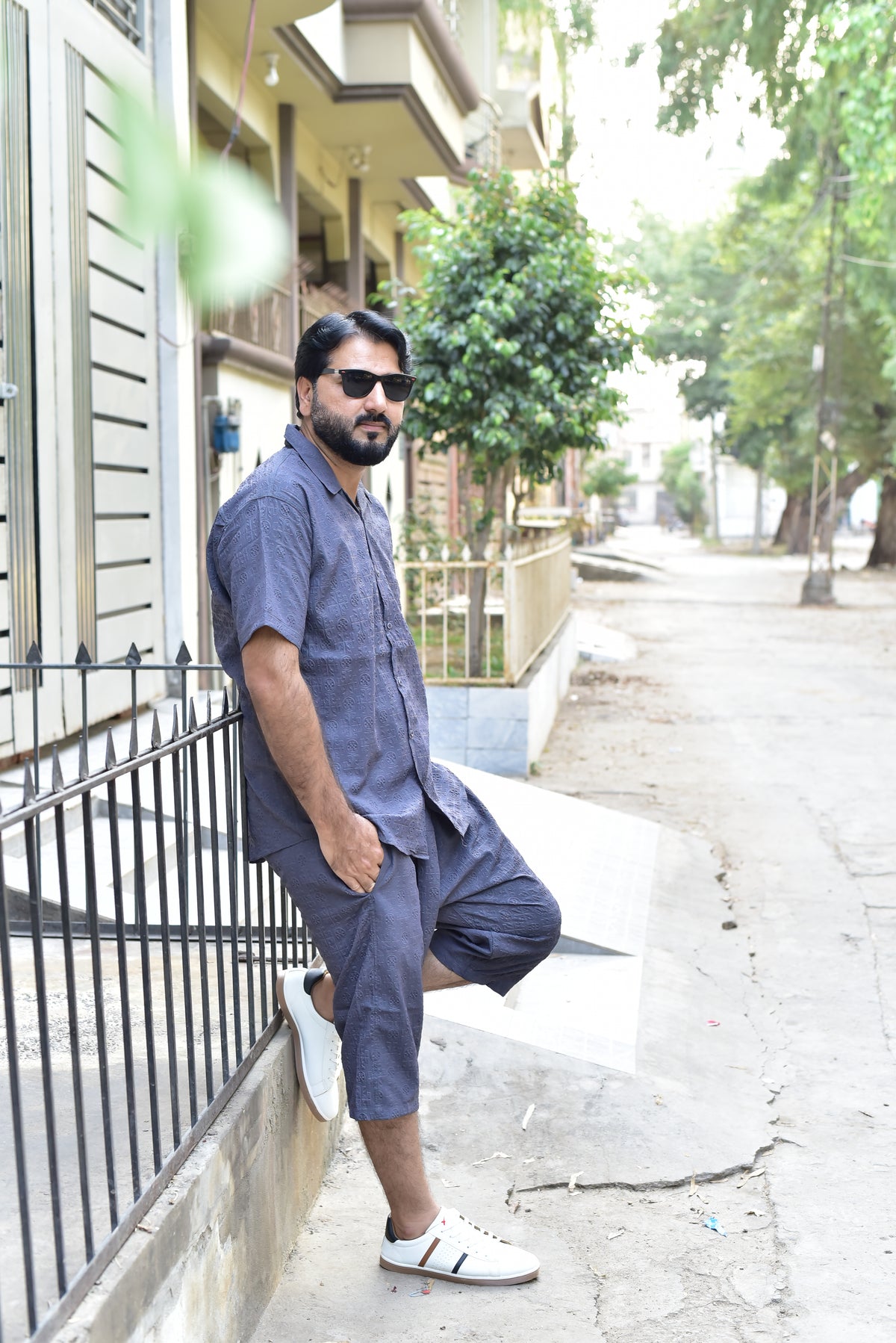 01- Men's Summer Co-Ord Set – Shirt & Shorts (Gray)