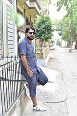 01- Men's Summer Co-Ord Set – Shirt & Shorts (Gray)
